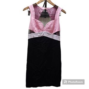 Pinko Colorblock Bodycon Mesh Cut Out Mini Dress Party Date Italy Women size  6